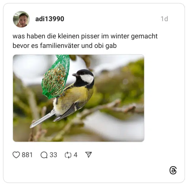 was haben die kleinen pisser im winter gemacht bevor es familienväter und obi gab