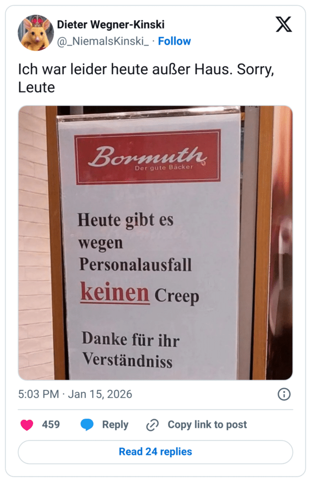 Ich war leider heute außer Haus. Sorry, Leute