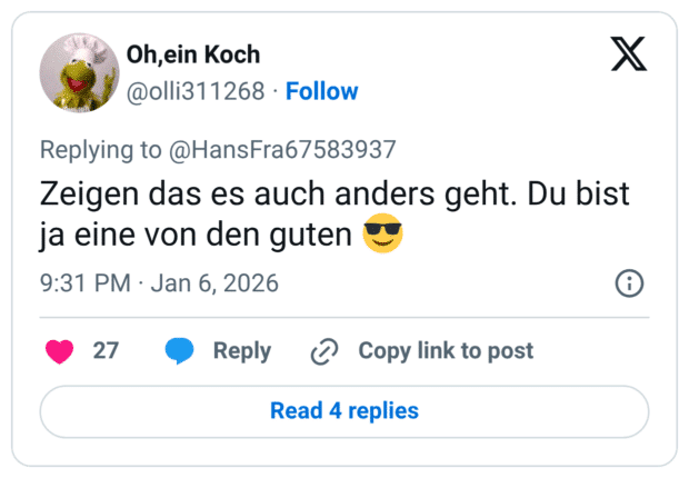 Zeigen das es auch anders geht. Du bist ja eine von den guten 😎