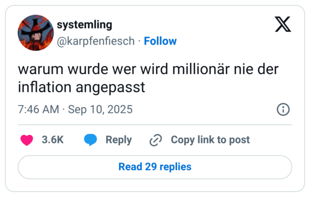 warum wurde wer wird millionär nie der inflation angepasst