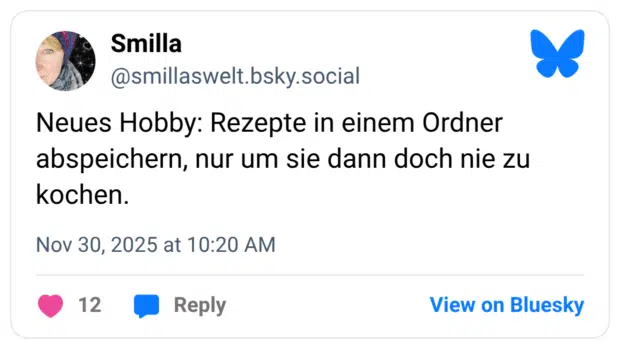 Neues Hobby: Rezepte in einem Ordner abspeichern, nur um sie dann doch nie zu kochen.