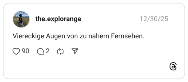 the.explorange Viereckige Augen von zu nahem Fernsehen.