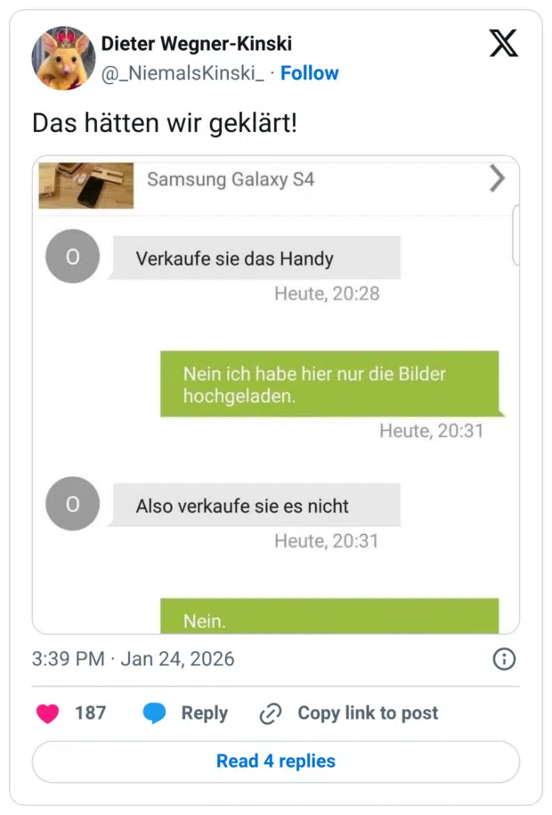 Das hätten wir geklärt!