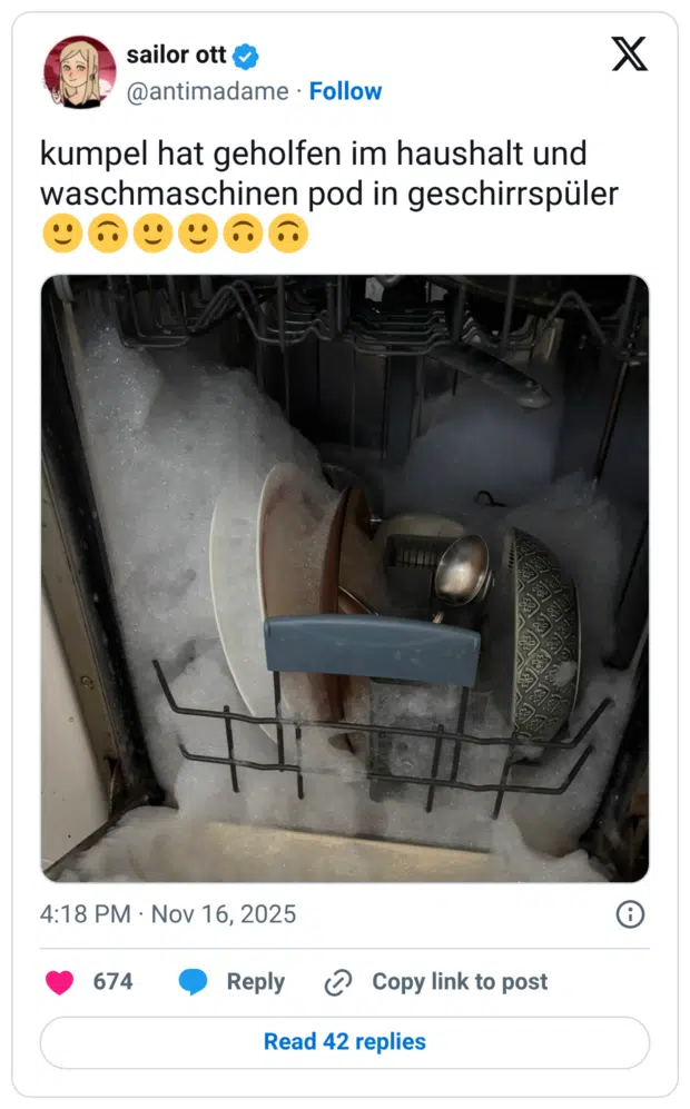 kumpel hat geholfen im haushalt und waschmaschinen pod in geschirrspüler 🙂🙃🙂🙂🙃🙃