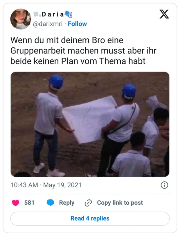 Wenn du mit deinem Bro eine Gruppenarbeit machen musst aber ihr beide keinen Plan vom Thema habt