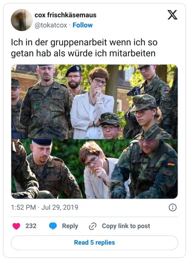 Ich in der gruppenarbeit wenn ich so getan hab als würde ich mitarbeiten