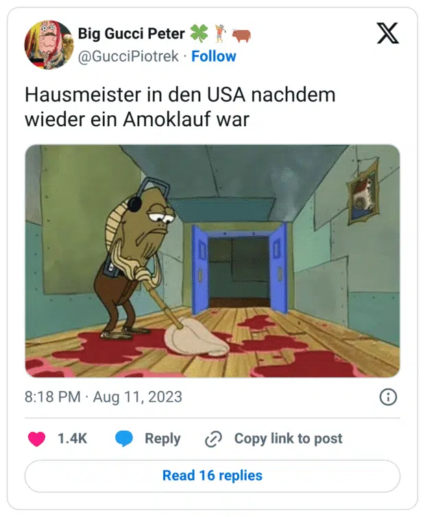 Hausmeister in den USA nachdem wieder ein Amoklauf war