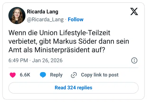 Wenn die Union Lifestyle-Teilzeit verbietet, gibt Markus Söder dann sein Amt als Ministerpräsident auf