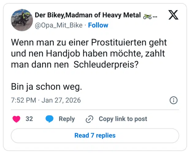 Wenn man zu einer Prostituierten geht und nen Handjob haben möchte, zahlt man dann nen Schleuderpreis? Bin ja schon weg