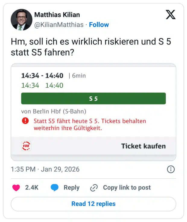 Hm, soll ich es wirklich riskieren und S 5 statt S5 fahren?