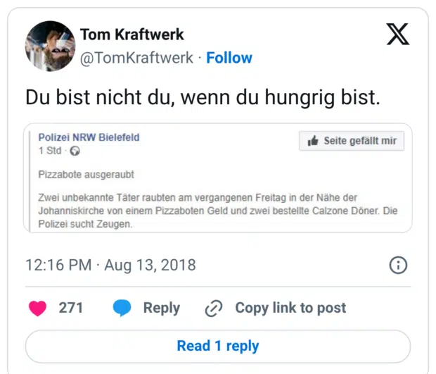 Du bist nicht du, wenn du hungrig bist.
