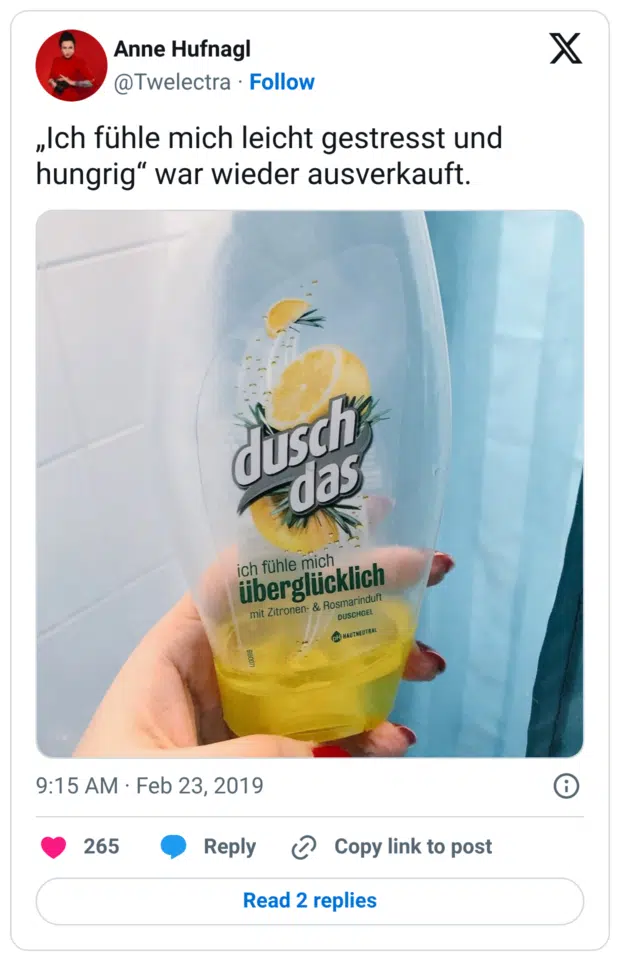 „Ich fühle mich leicht gestresst und hungrig“ war wieder ausverkauft.