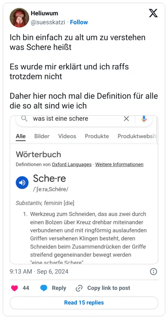 Ich bin einfach zu alt um zu verstehen was Schere heißt Es wurde mir erklärt und ich raffs trotzdem nicht Daher hier noch mal die Definition für alle die so alt sind wie ich