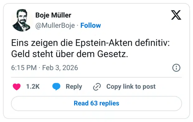 Eins zeigen die Epstein-Akten definitiv: Geld steht über dem Gesetz.