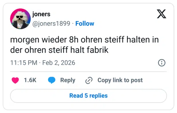 morgen wieder 8h ohren steiff halten in der ohren steiff halt fabrik