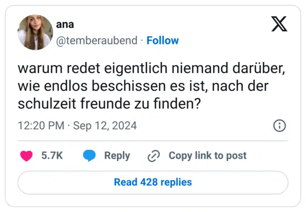 warum redet eigentlich niemand darüber, wie endlos beschissen es ist, nach der schulzeit freunde zu finden?