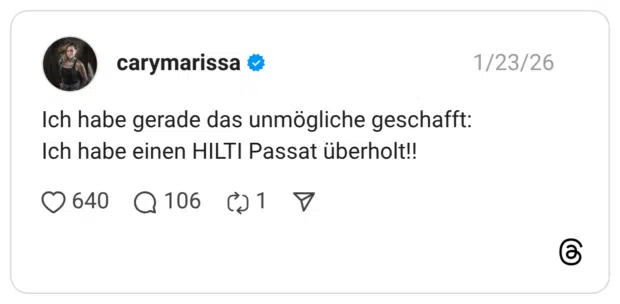 Ich habe gerade das unmögliche geschafft: Ich habe einen HILTI Passat überholt!!