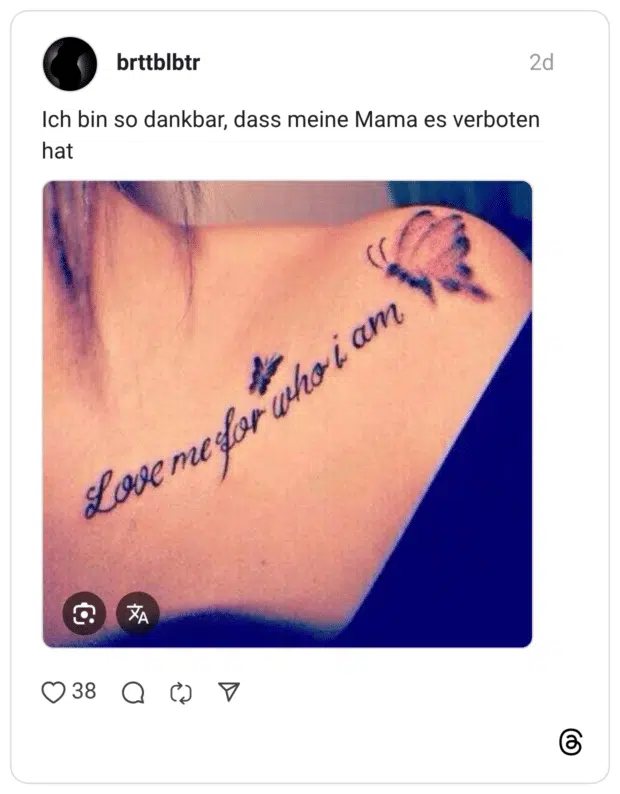 ch bin so dankbar, dass meine Mama es verboten hat