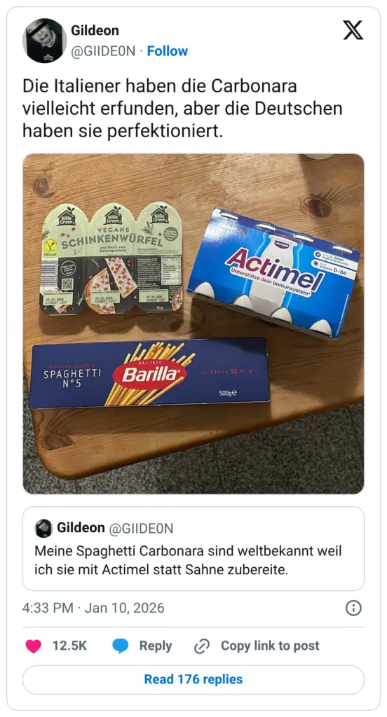 Die Italiener haben die Carbonara vielleicht erfunden, aber die Deutschen haben sie perfektioniert.