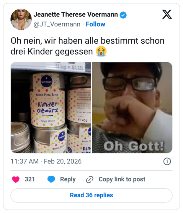Oh nein, wir haben alle bestimmt schon drei Kinder gegessen