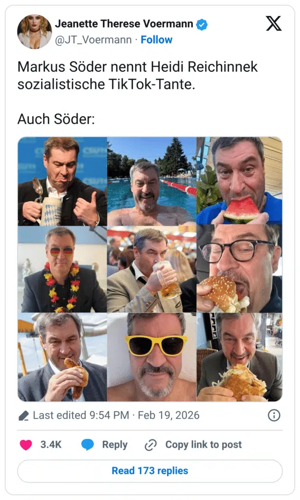 Markus Söder nennt Heidi Reichinnek sozialistische TikTok-Tante. Auch Söder: