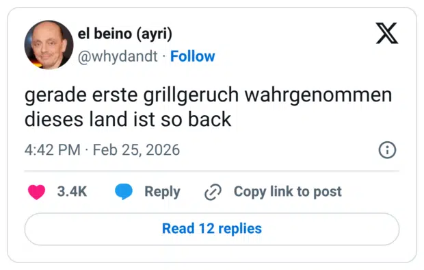 gerade erste grillgeruch wahrgenommen dieses land ist so back
