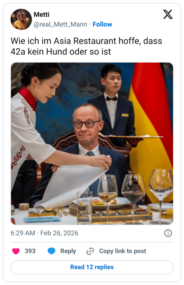 Wie ich im Asia Restaurant hoffe, dass 42a kein Hund oder so ist