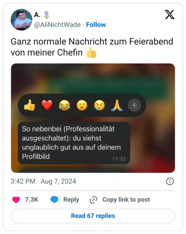 Ganz normale Nachricht zum Feierabend von meiner Chefin 👍