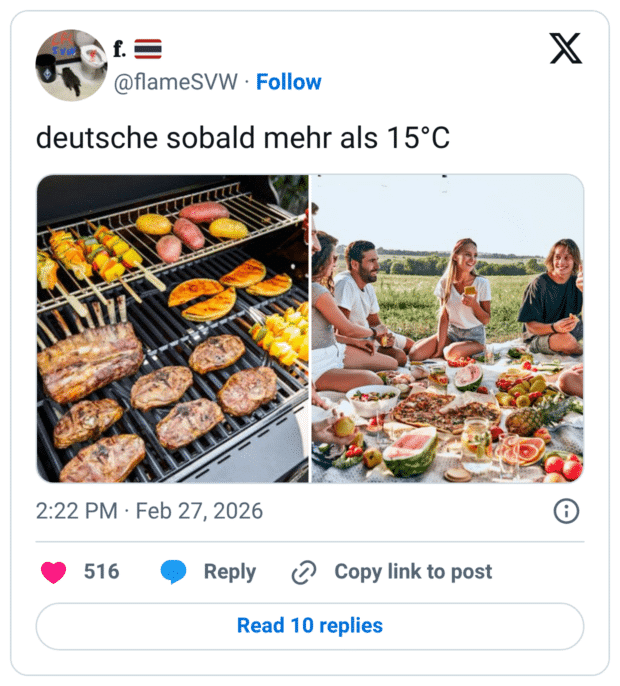 deutsche sobald mehr als 15°C