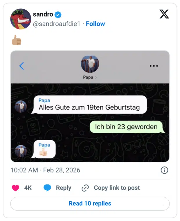 Alles Gute zum 19ten Geburtstag Ich bin 23 geworden Papa