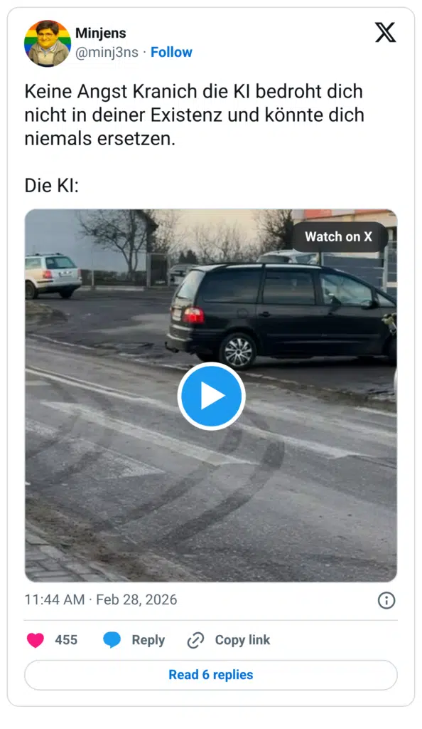 Keine Angst Kranich die Kl bedroht dich nicht in deiner Existenz und könnte dich niemals ersetzen.