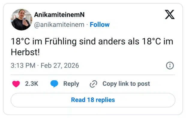 18°C im Frühling sind anders als 18°C im Herbst!