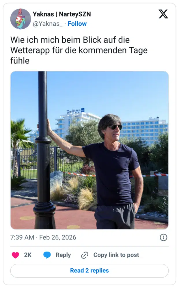 Wie ich mich beim Blick auf die Wetterapp für die kommenden Tage fühle