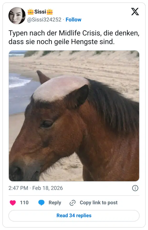 Typen nach der Midlife Crisis, die denken, dass sie noch geile Hengste sind.