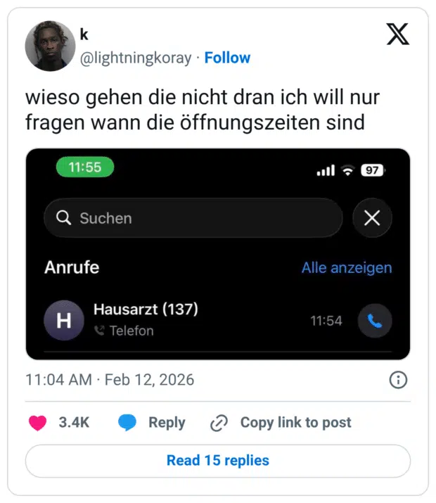 wieso gehen die nicht dran ich will nur fragen wann die öffnungszeiten sind