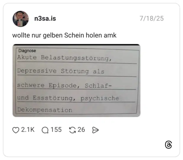 wollte nur gelben Schein holen amk