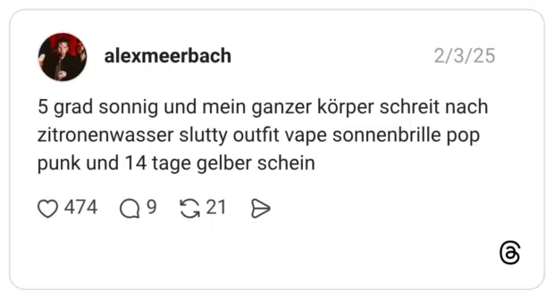 5 grad sonnig und mein ganzer körper schreit nach zitronenwasser slutty outfit vape sonnenbrille pop punk und 14 tage gelber schein