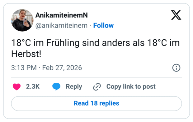 18°C im Frühling sind anders als 18°C im Herbst!