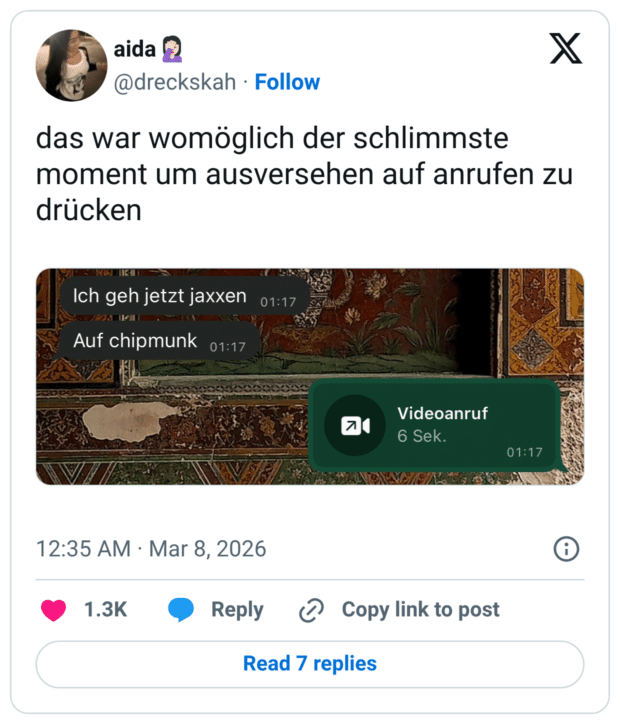 das war womöglich der schlimmste moment um ausversehen auf anrufen zu drücken