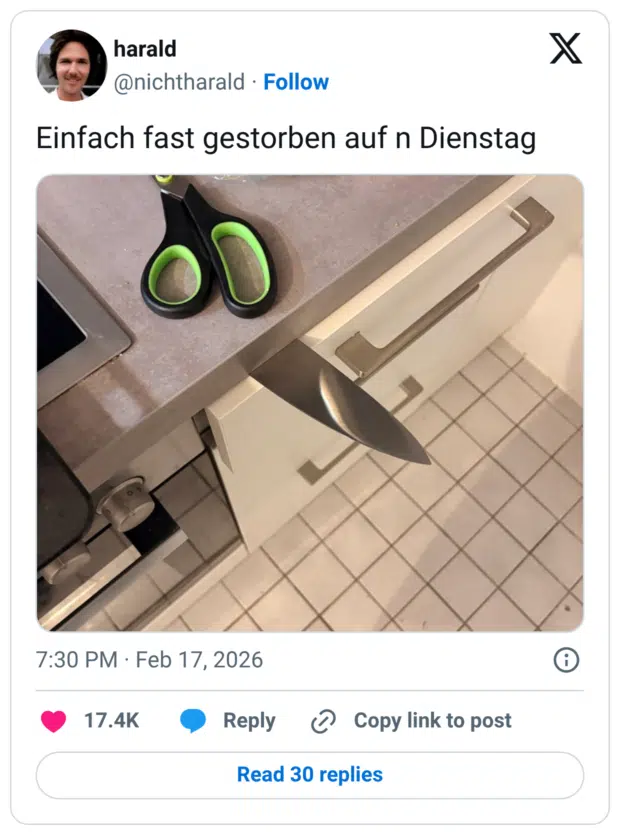 Einfach fast gestorben auf n Dienstag