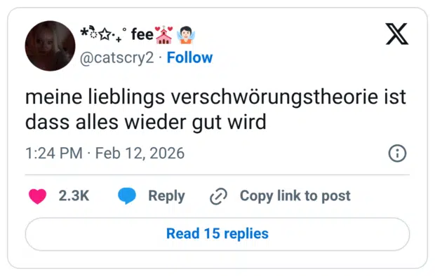 meine lieblings verschwörungstheorie ist dass alles wieder gut wird