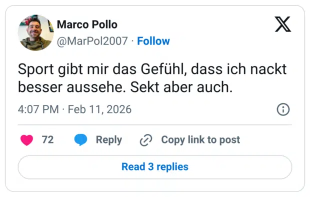 Sport gibt mir das Gefühl, dass ich nackt besser aussehe. Sekt aber auch