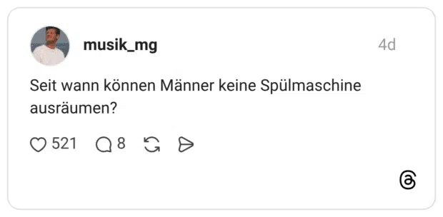 Seit wann können Männer keine Spülmaschine ausräumen?