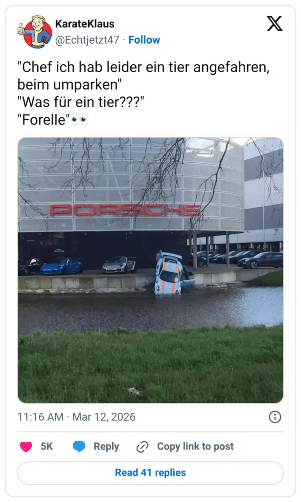 "Chef ich hab leider ein tier angefahren, beim umparken" "Was für ein tier???" "Forelle"👀