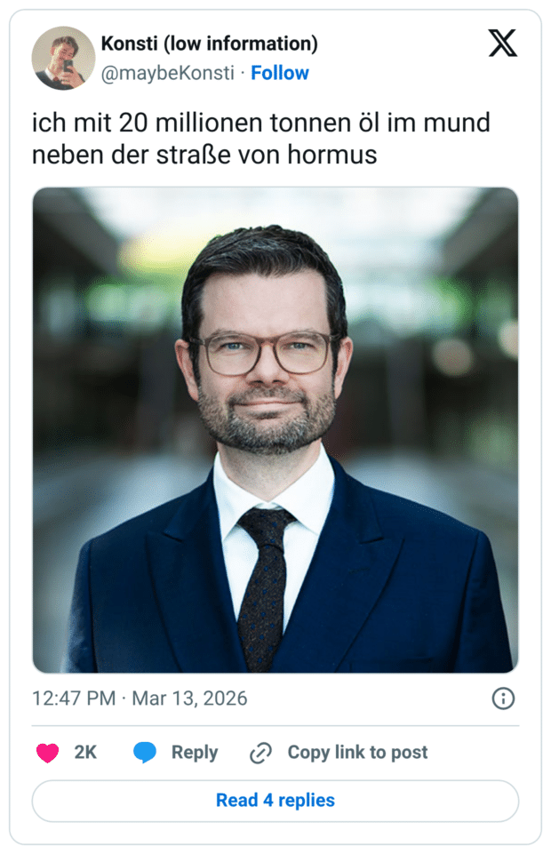 ich mit 20 millionen tonnen öl im mund neben der straße von hormus