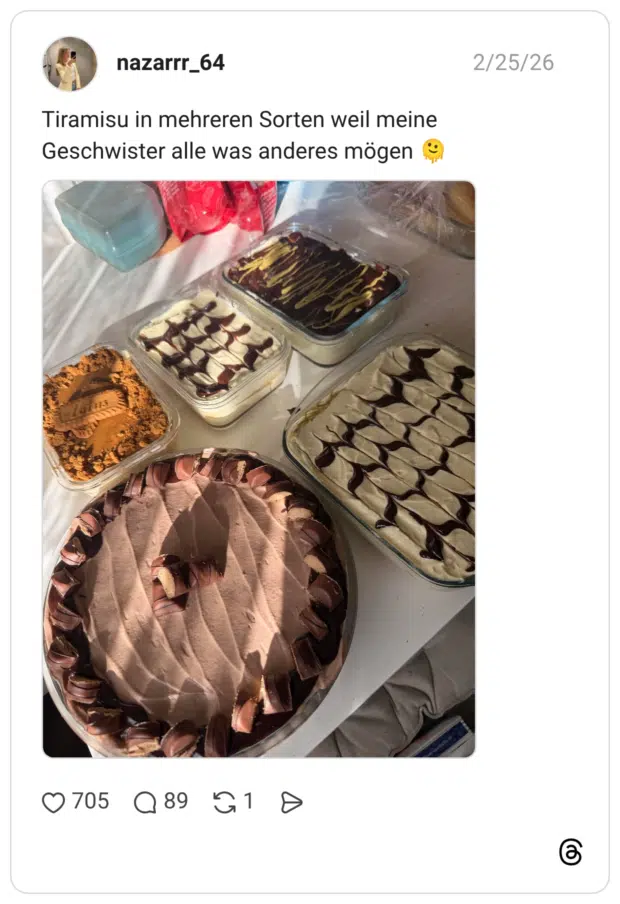 Tiramisu in mehreren Sorten weil meine Geschwister alle was anderes mögen 🫠