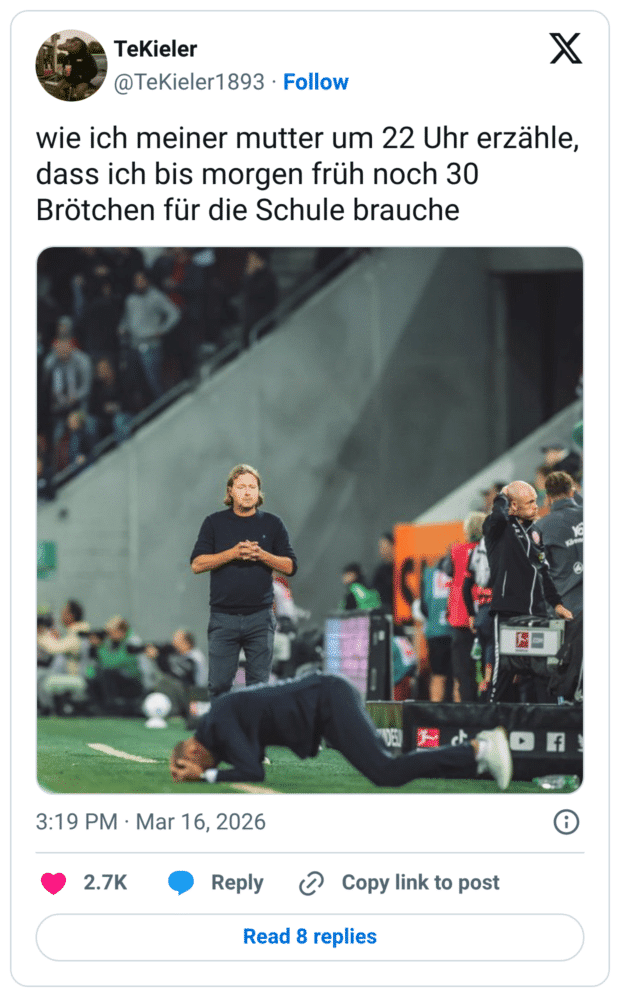 wie ich meiner mutter um 22 Uhr erzähle, dass ich bis morgen früh noch 30 Brötchen für die Schule brauche