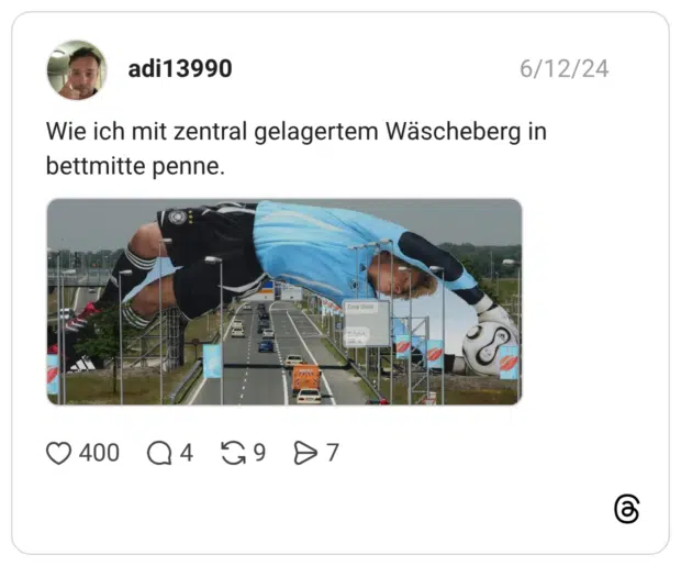 Wie ich mit zentral gelagertem Wäscheberg in bettmitte penne.