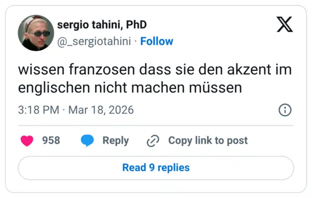 wissen franzosen dass sie den akzent im englischen nicht machen müssen