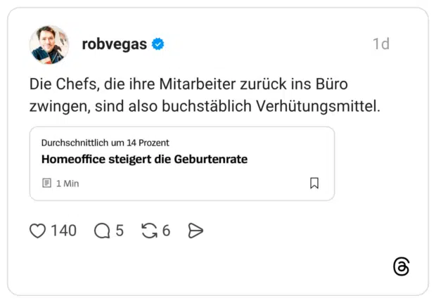 Die Chefs, die ihre Mitarbeiter zurück ins Büro zwingen, sind also buchstäblich Verhütungsmittel.